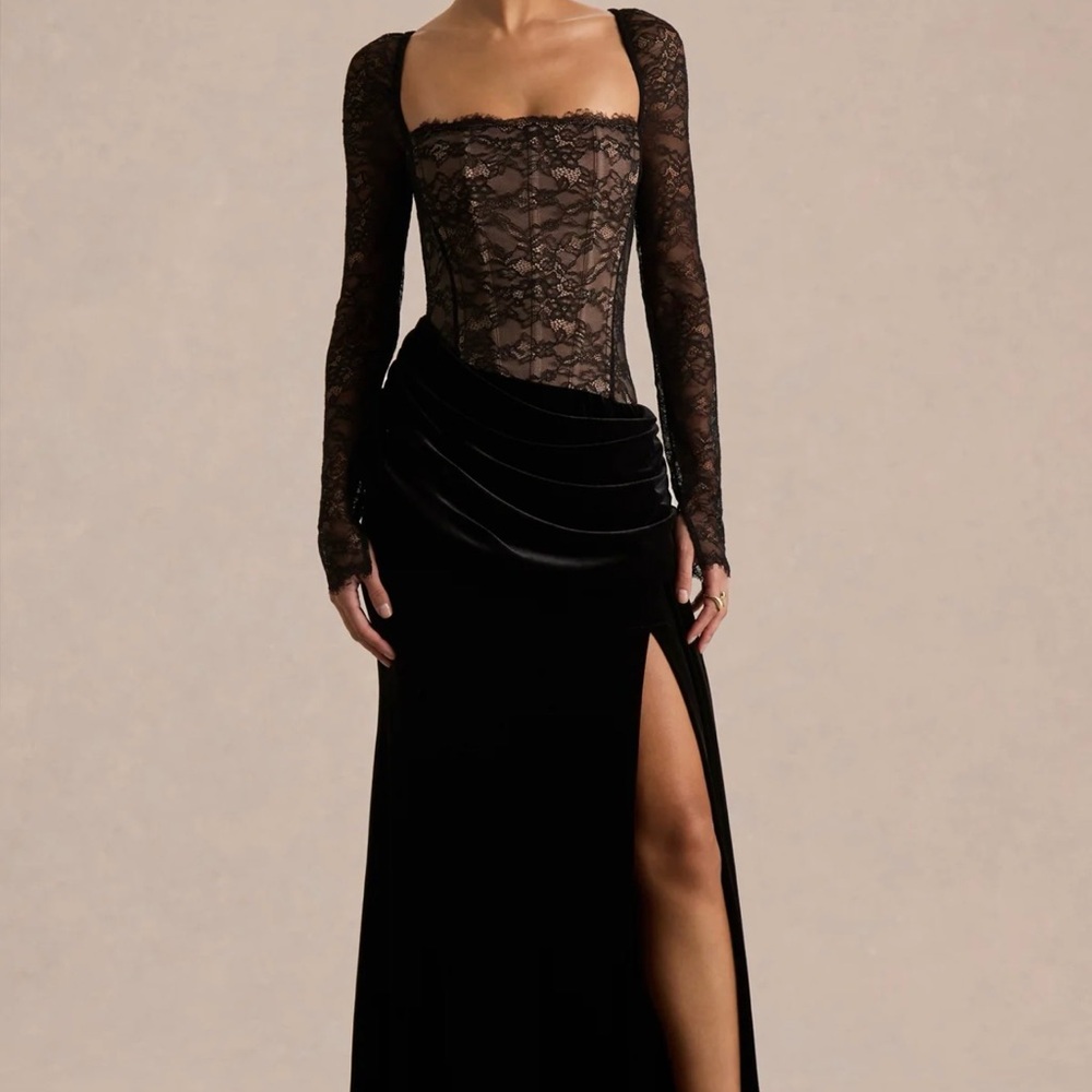 Club L London Black Lace Maxi Dress